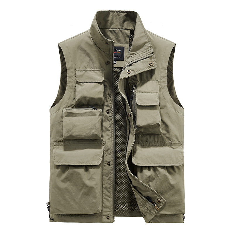 Herren Multifunktionale Outdoor-Utility-Weste mit fleecegefütterter Thermo-Innenlage und Mehrfachtaschen Drune