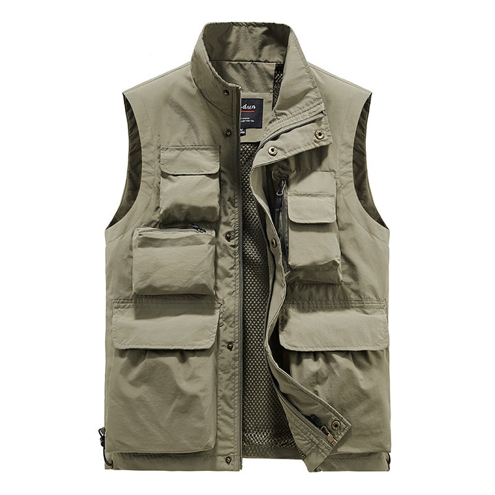 Herren Multifunktionale Outdoor-Utility-Weste mit fleecegefütterter Thermo-Innenlage und Mehrfachtaschen Drune