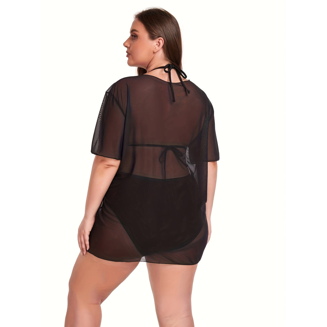 Damen Transparente Strandbluse mit sommerlichem Aufdruck Drune