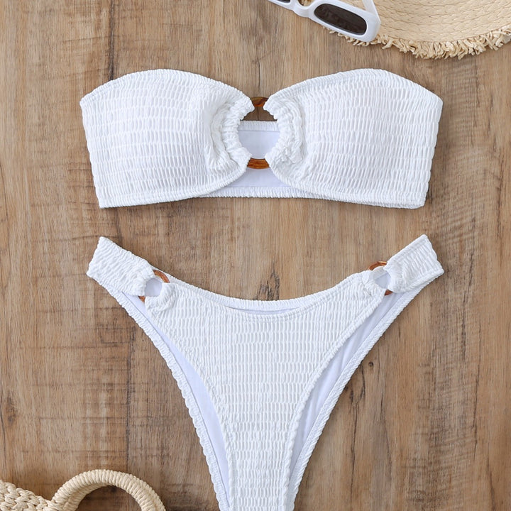 Damen Bikini-Set mit strukturiertem Bustier-Oberteil und hochgeschnittenen Bottoms Drune
