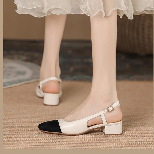 Damen Slingback-Pumps mit komfortablem Blockabsatz und feinem Lederdesign Drune