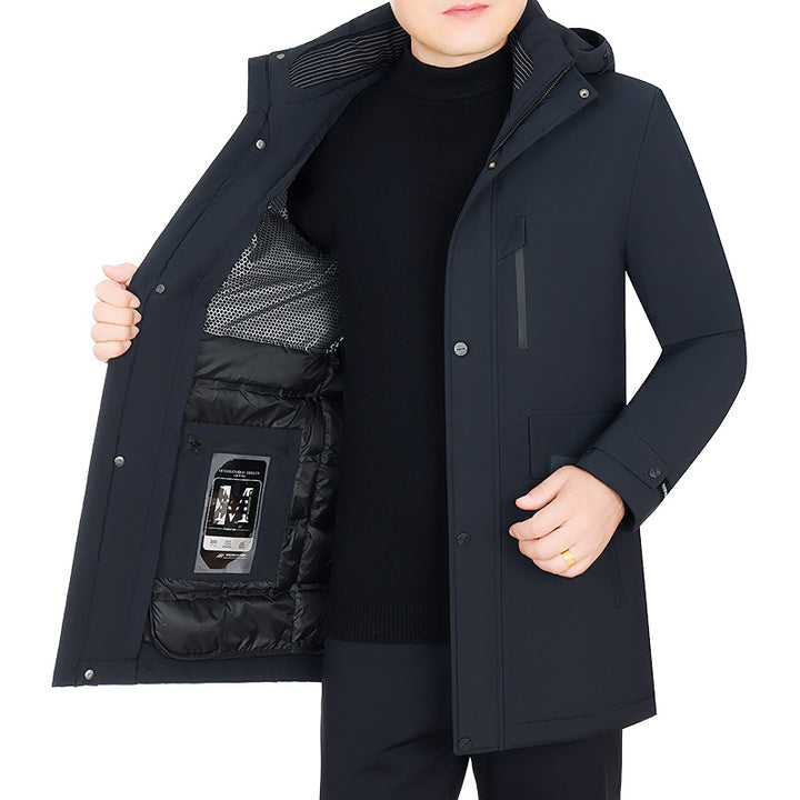 Herren Wasserabweisender Parka mit herausnehmbarer Kapuze und integrierter Smartphone-Innentasche Drune