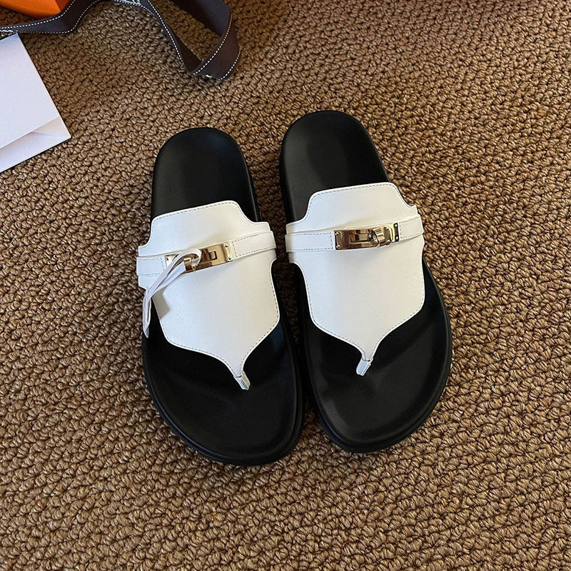 Damen elegante Zehentrenner-Sandalen mit luxuriösem Riemendesign und Komfortfußbett Drune