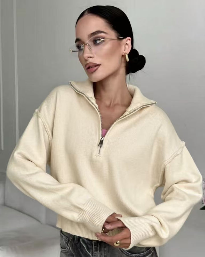 Damen Modischer Pullover mit praktischem Halbreißverschluss Drune