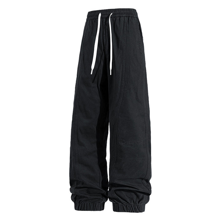 Herren Oversized Utility-Jogginghose aus robustem Baumwollmix mit Kordelbund, seitlichen Cargo‑Taschen & gerippten Bündchen Drune