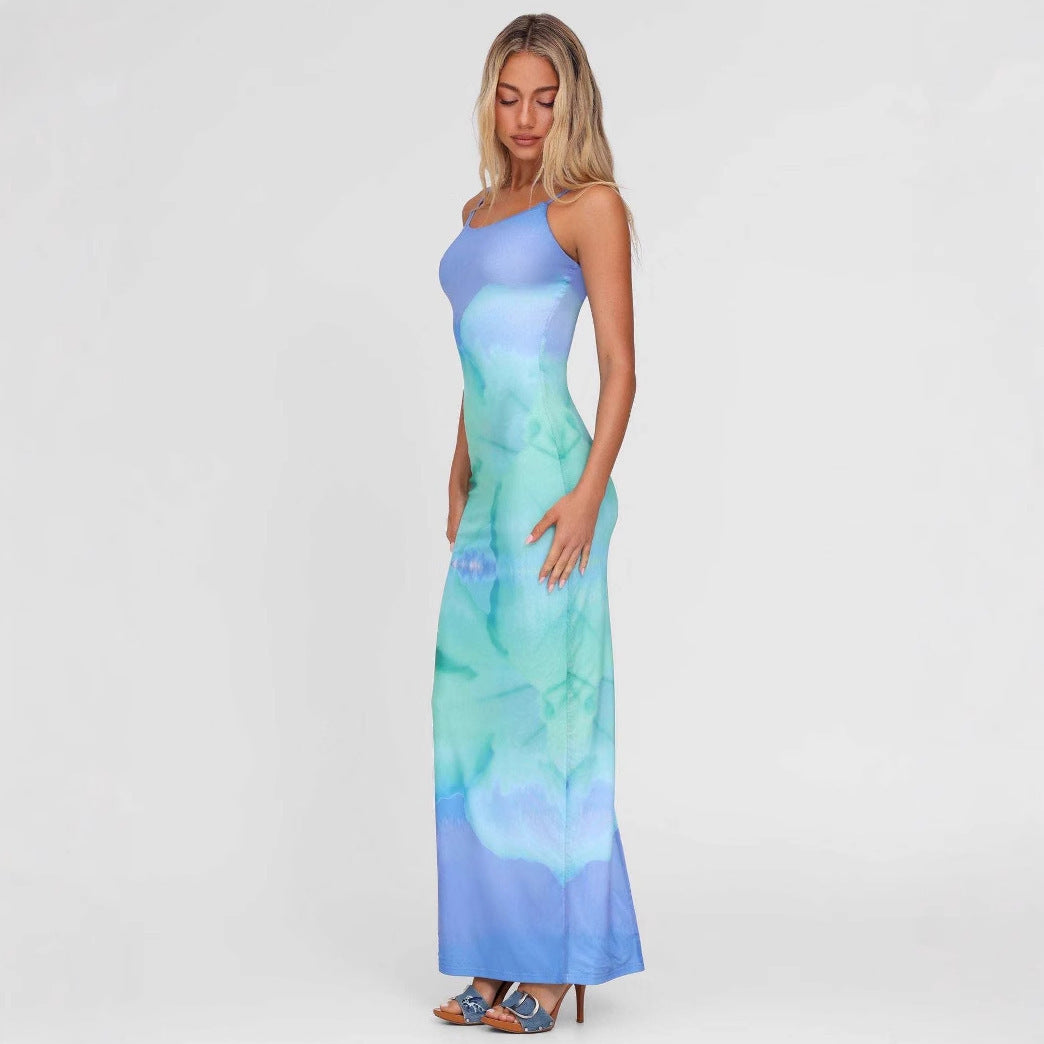 Damen Maxikleid im eleganten Fluid-Design mit feinen Spaghettiträgern Drune
