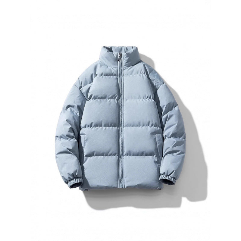 Unisex Leichte gesteppte Daunenoptik Pufferjacke mit Stehkragen und Zwei-Wege-Reißverschluss Drune