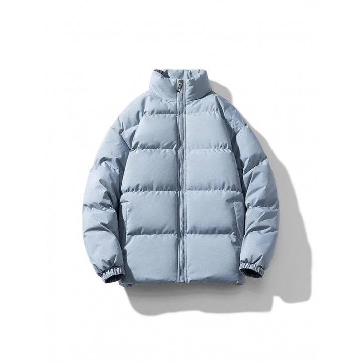 Unisex Leichte gesteppte Daunenoptik Pufferjacke mit Stehkragen und Zwei-Wege-Reißverschluss Drune
