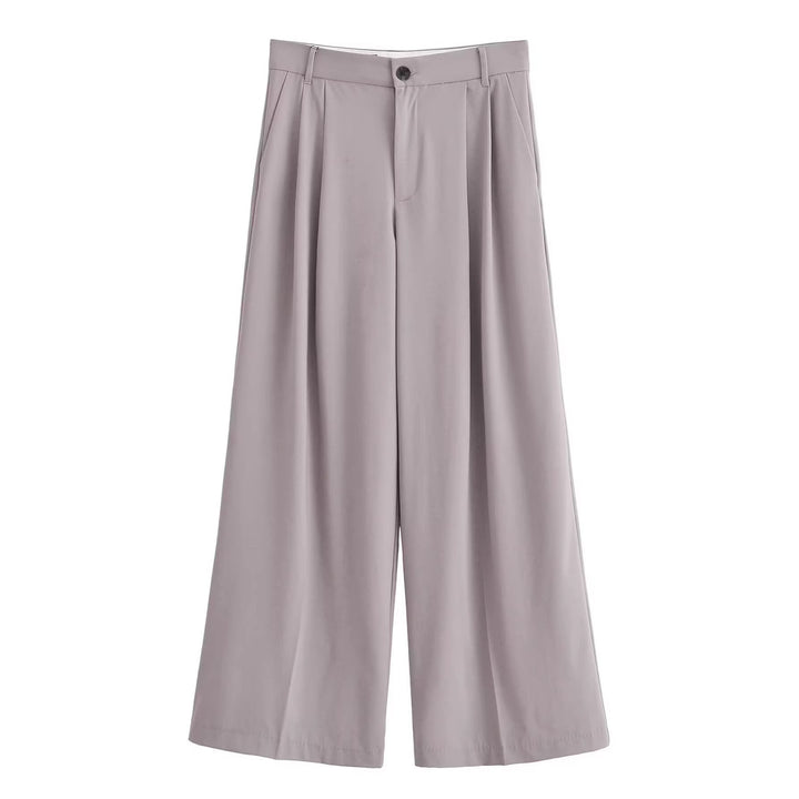 Damen Weite Bundfaltenhose im Palazzo‑Stil mit hoher Taille Drune