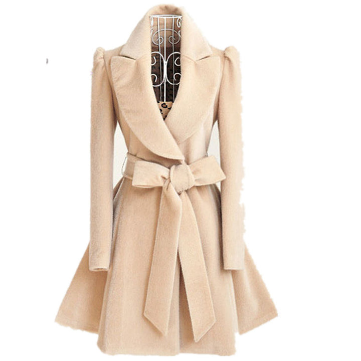 Damen modischer Trenchcoat mit tailliertem Schnitt und Gürtel Drune