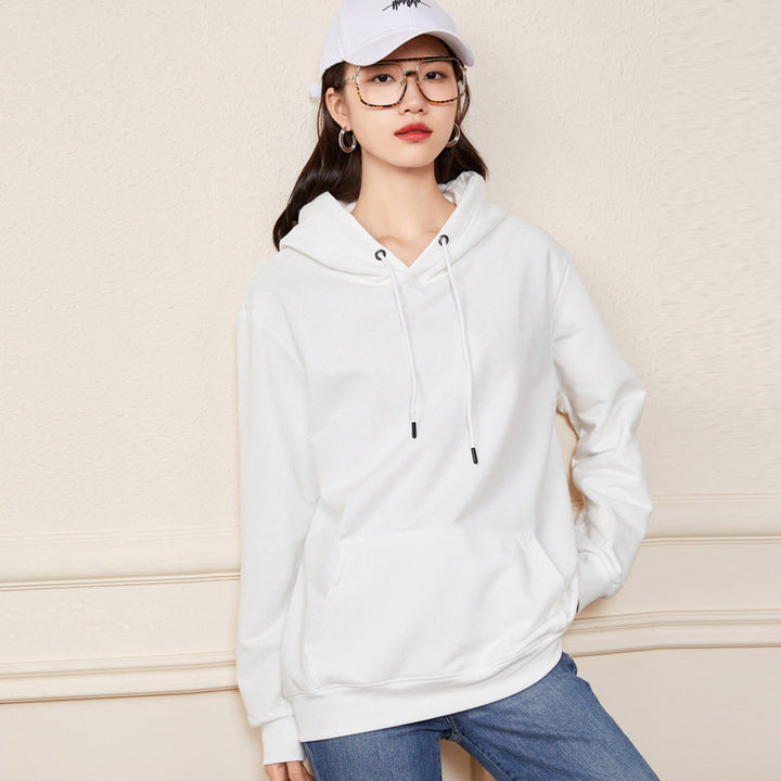 Damen Oversize-Kapuzenpullover aus Baumwoll-Mix mit Kängurutasche und gerippten Bündchen Drune