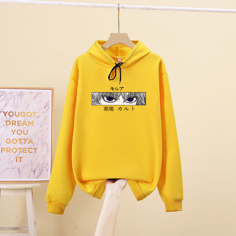 Unisex nan oversized Kapuzenpullover mit anime Augenprint und weicher Baumwollmischung Drune