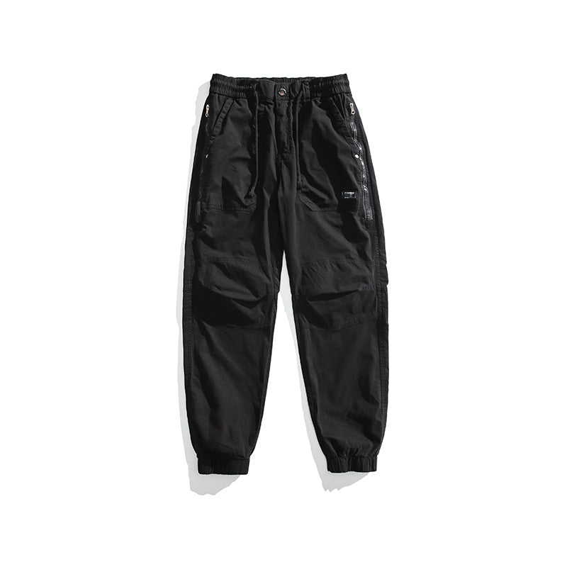 Herren Taktische Utility-Cargohose im Joggerstil mit verstärkten Kniepaneelen, Reißverschlusstaschen und elastischem Bund Drune