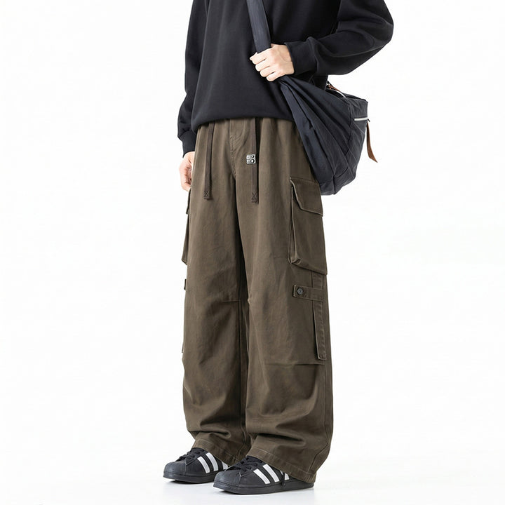 Herren Extraweite Baggy-Cargo-Hose mit Elastikbund, Tunnelzug und Mehrfach‑Utility‑Taschen Drune
