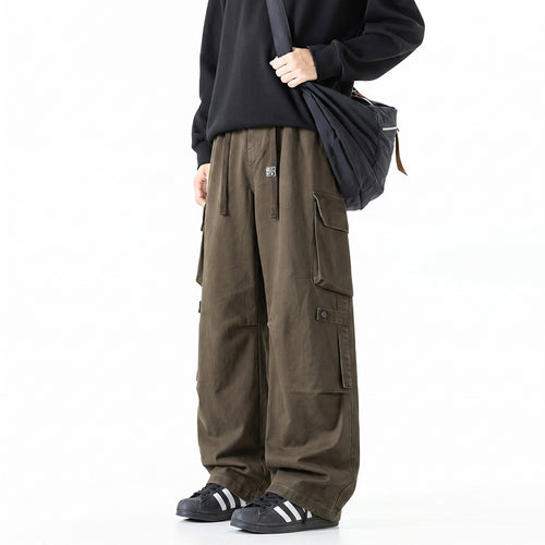Herren Extraweite Baggy-Cargo-Hose mit Elastikbund, Tunnelzug und Mehrfach‑Utility‑Taschen Drune