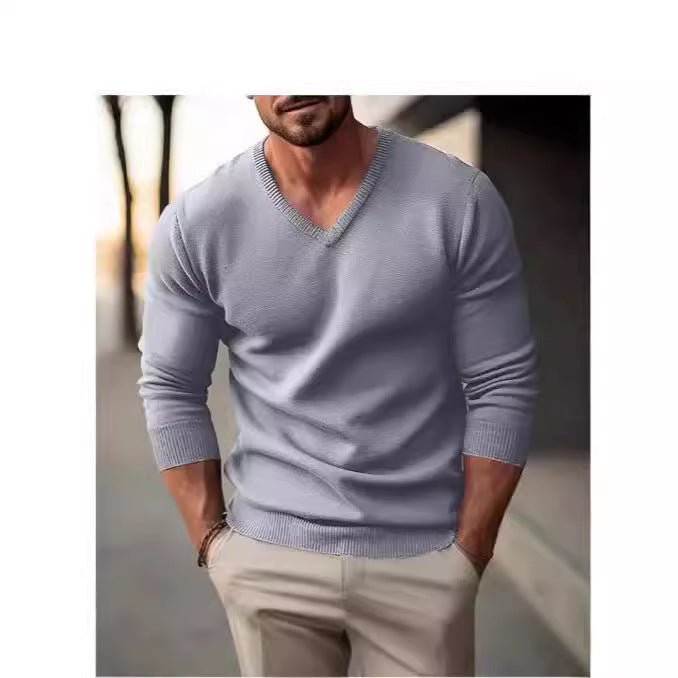 Herren Strickpullover mit V-Ausschnitt und hochwertiger Materialtextur Drune