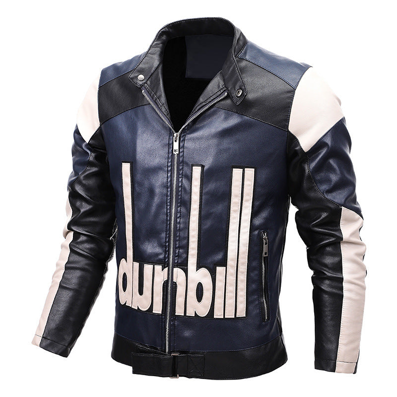 Herren Bikerjacke aus Kunstleder mit markanter Logo‑Applikation und tailliertem Schnitt Drune
