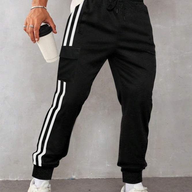 Herren Utility-Jogginghose mit aufgesetzter Känguru-Tasche und breiten Kordeln Drune