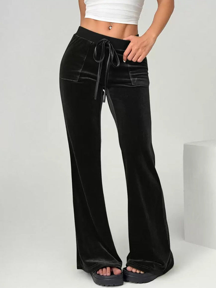 Damen Velours Freizeithose mit elastischem Bund und Taschen Drune