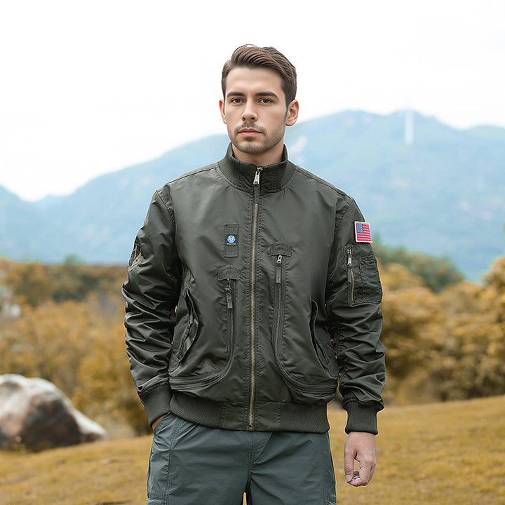 Herren  robuste Bomberjacke mit winddichtem Nylon, utility-Taschen und elastischen Bündchen Drune
