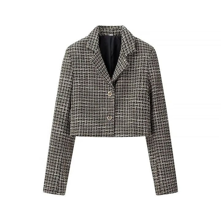 Damen Kurzblazer aus Bouclé‑Tweed mit kastiger Cropped‑Silhouette Drune