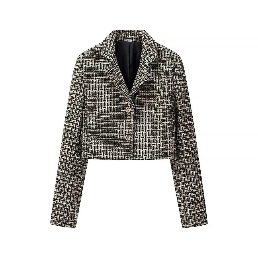 Damen Kurz geschnittene Blazerjacke im eleganten Tweed-Design Drune