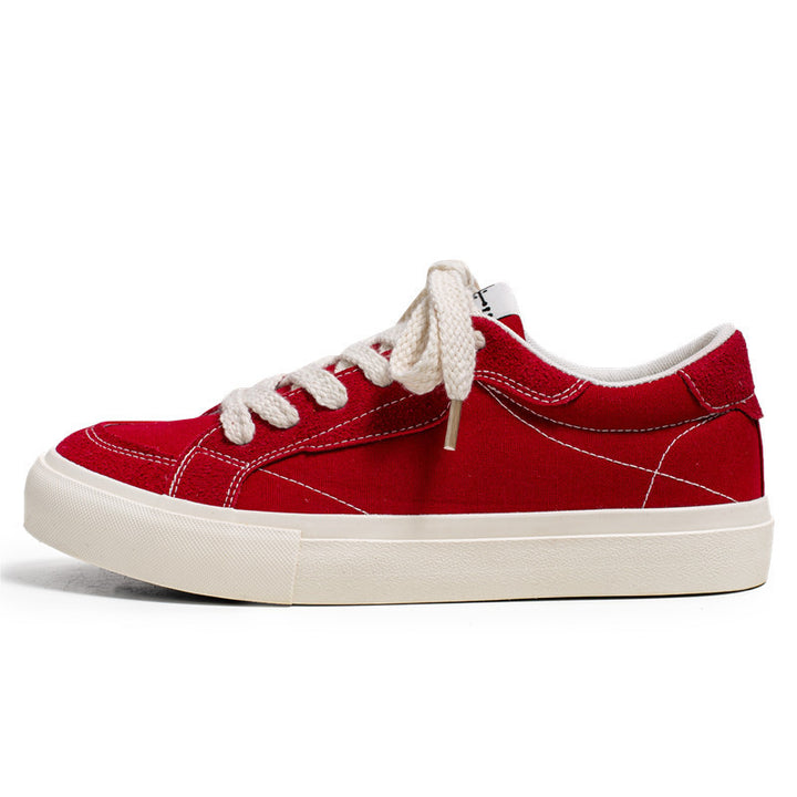 Unisex lässiger Canvas-Low-Top Sneaker mit kontrastnaher Ziersteppung und gepolsterter Plateausohle Drune