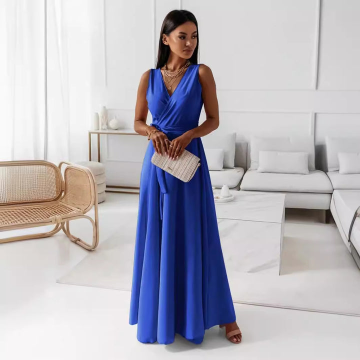 Damen Elegantes Wickelkleid mit Fließendem Schnitt Drune
