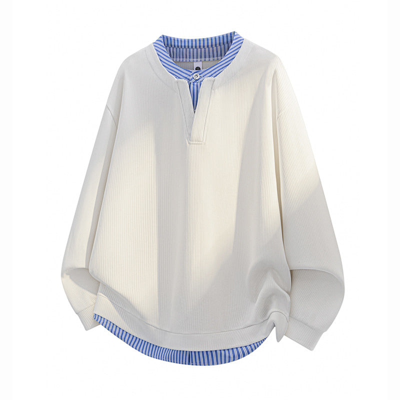 Herren Oversize-Struktur-Sweatshirt mit Hemd-Layer-Effekt Drune