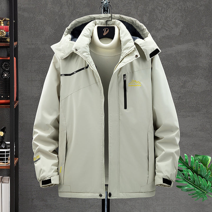 Herren wasserdichter isolierter Outdoorparka mit abnehmbarer Kapuze, Thermofutter und verdeckten Reißverschlusstaschen Drune