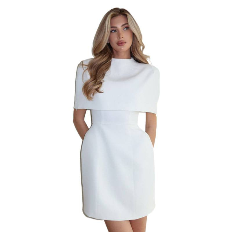 Damen Cape-Minikleid mit Stehkragen und taillierter Korsage Drune