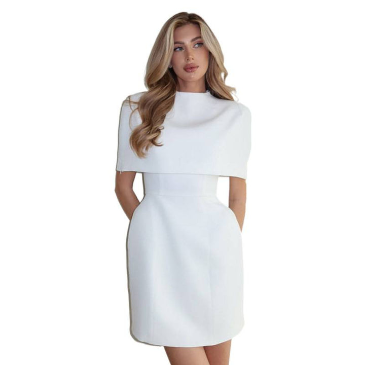 Damen Cape-Minikleid mit Stehkragen und taillierter Korsage Drune