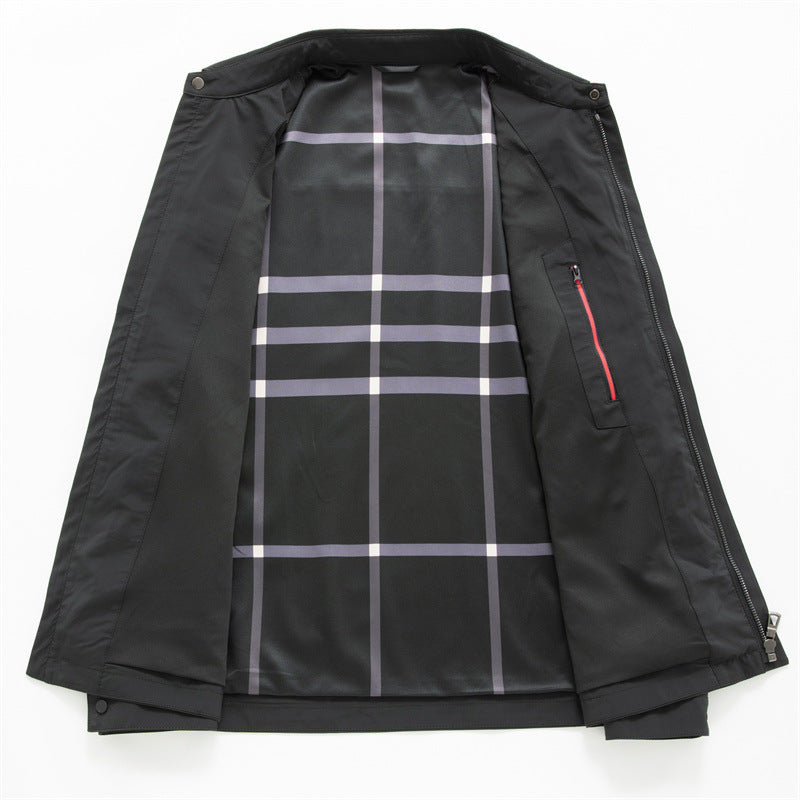 Herren Leichte Wasserabweisende Zip-Übergangsjacke mit Hemdkragen und Brusttaschen Drune