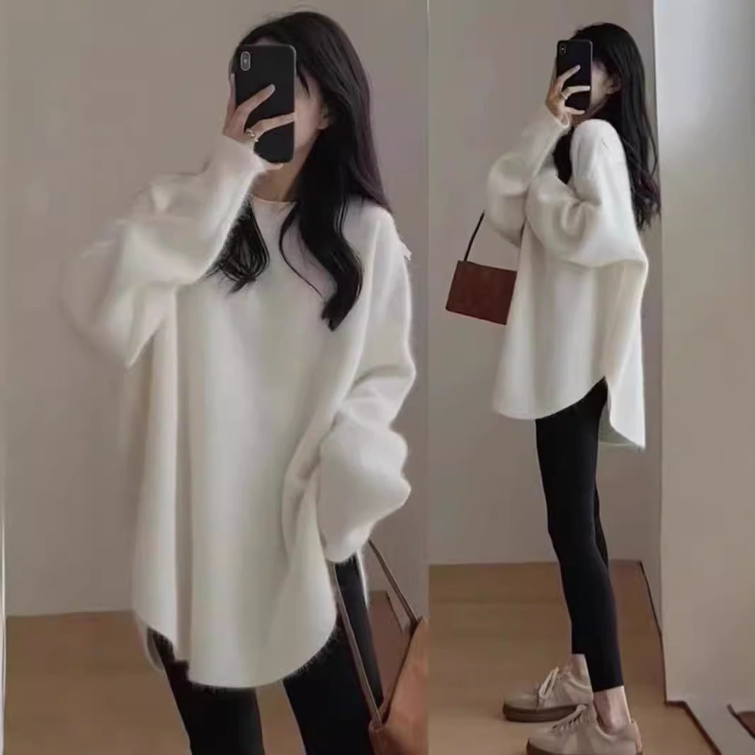 Damen Kuscheliger Oversized Pullover aus weichem Strickmaterial mit lässigem Schnitt Drune
