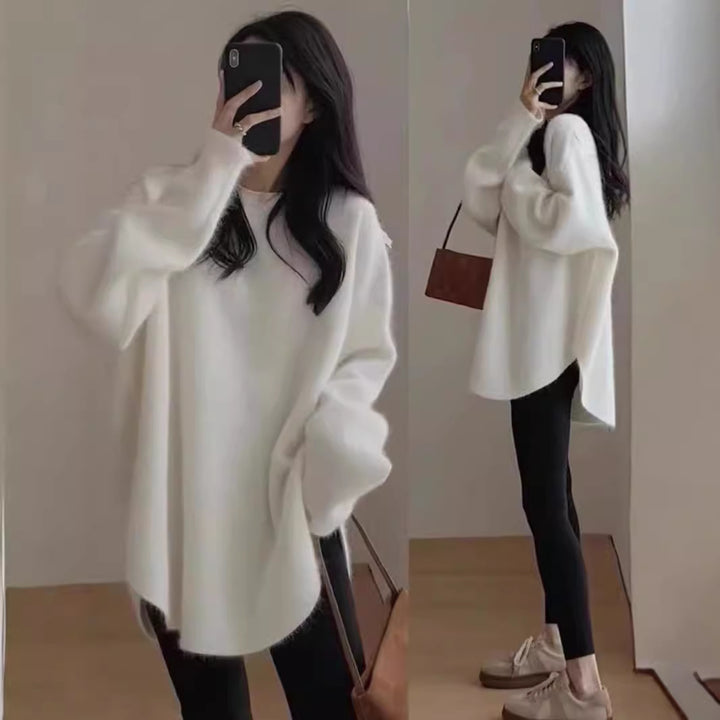 Damen Kuscheliger Oversized Pullover aus weichem Strickmaterial mit lässigem Schnitt Drune