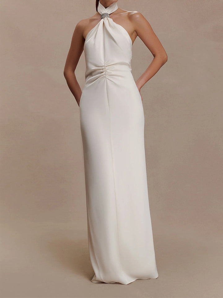 Damen Elegantes Halterkleid mit Raffung Drune