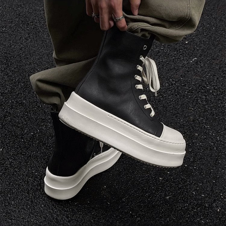 Unisex High-Top Plateausneaker aus Leder mit sculpted Plateau-Sohle Drune