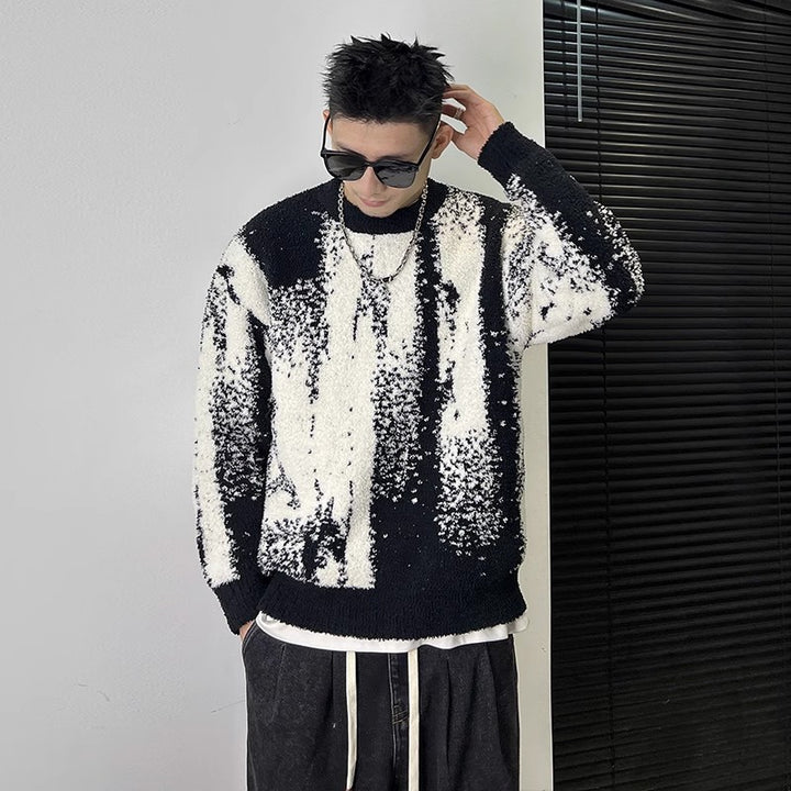 Herren Modischer Grobstrickpullover mit grafischem Muster Drune
