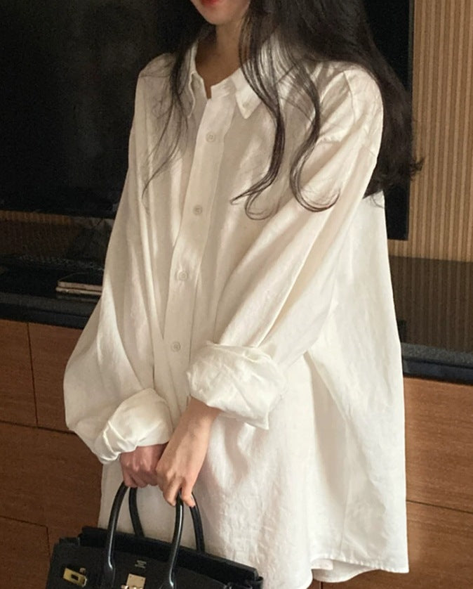 Damen Lässiges Oversize-Shirtkleid mit verlängertem Rückensaum, kastiger Silhouette und weiten Manschetten Drune