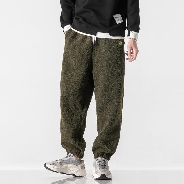 Herren Teddy-Fleece-Jogginghose mit elastischem Bund, Kordelzug und Bündchen Drune