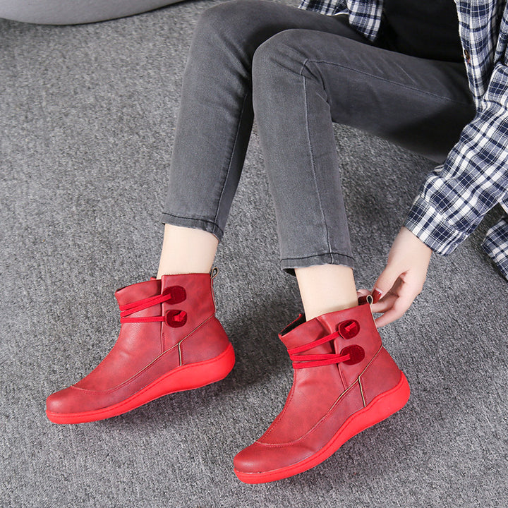 Damen modische Winterstiefeletten mit modernem Schnürdesign und rutschfester Sohle Drune