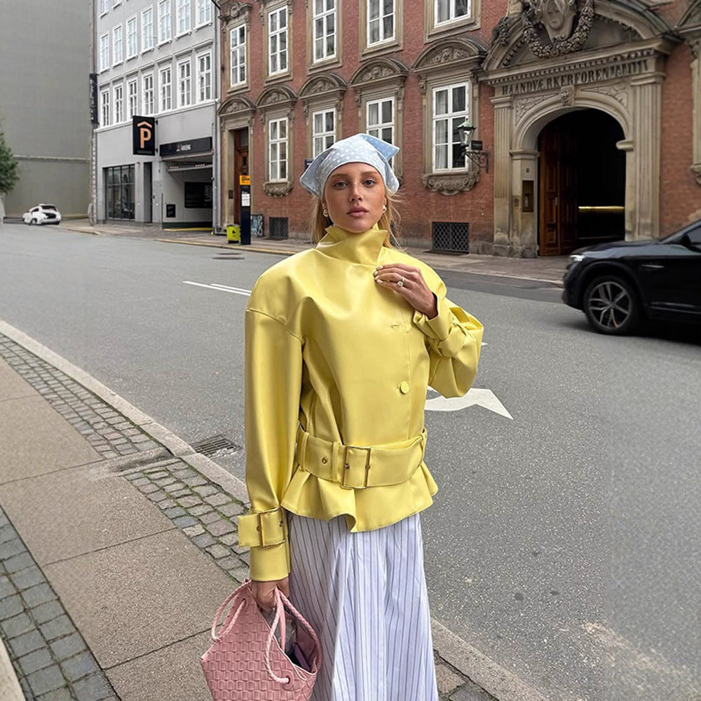 Damen modische Übergangsjacke mit tailliertem Schnitt und verlängertem Saum Drune