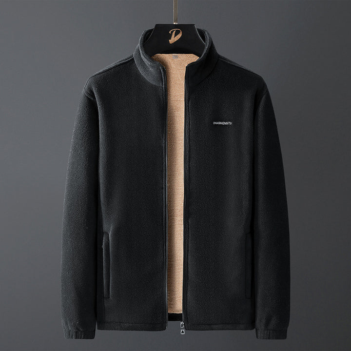 Herren Fleecejacke mit Teddyfutter, Stehkragen und durchgehendem Reißverschluss Drune
