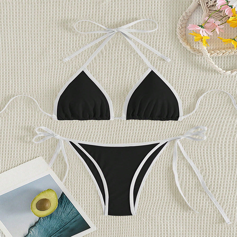 Damen Triangel-Bikini mit verstellbaren Bindungen und hohem Schnitt Drune
