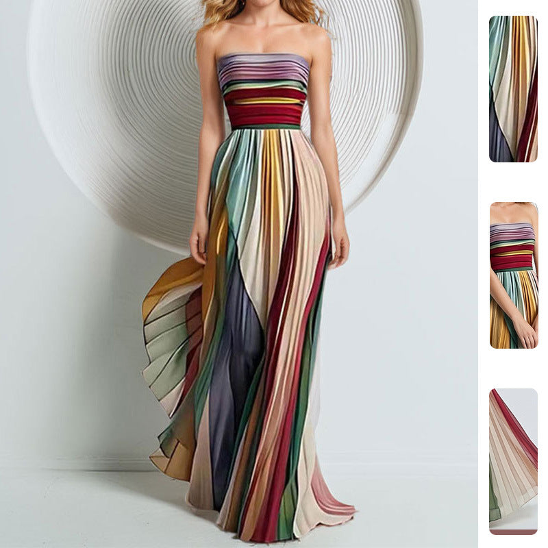 Damen Maxikleid mit fließendem Schnitt und raffinierten Farbverläufen Drune