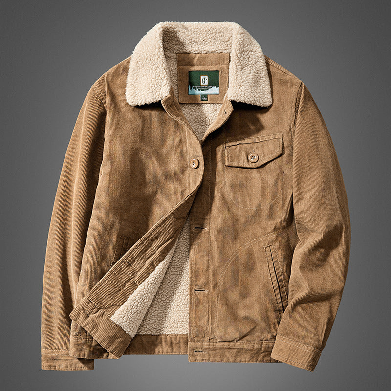 Herren Bequeme Cordjacke mit Teddyfutter Drune