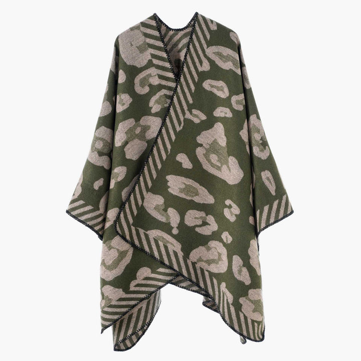 Damen Strukturierter Jacquard‑Capeponcho im Oversize‑Fall mit kontrastierter Kettelkante Drune