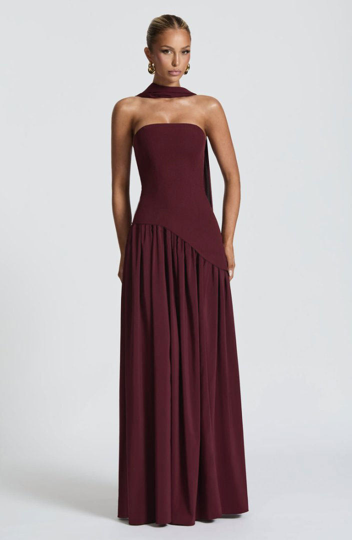 Damen Hochwertiges Abendkleid mit asymmetrischem Schnitt und elegantem Schlitz Drune