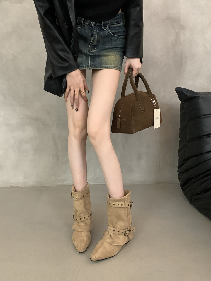 Damen Modische Ankle-Boots mit modischen Schnallen Drune