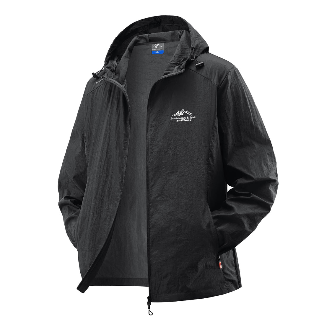 Herren Leichte Windbreaker-Jacke mit verstellbarer Kapuze